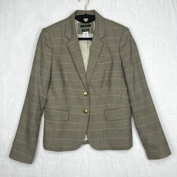 J Crew Schoolboy Blazer Sz 2 Houndstooth Wool Blend Preppy Old Money Academia - Picture 1 of 16